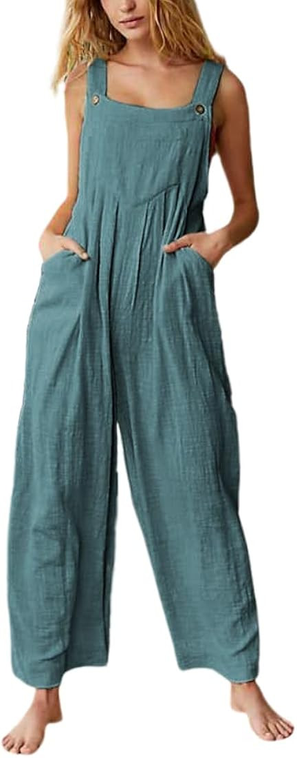 Fiona Jolin Overalls Women Summer Boho Floral Loose Wide Leg Jumpsuits with Pockets Patchwork Bib... | Amazon (US)