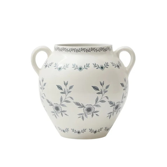 My Texas House 8" White Double Handle Ceramic Floral Vase | Walmart (US)