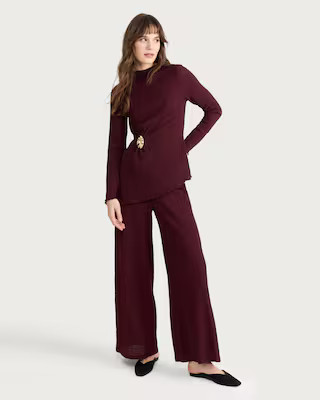 F&F Textured Metal Accent Long Sleeved Co-ord Top in Burgundy | Tesco F&F