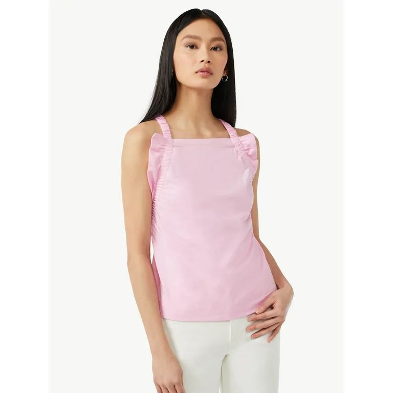 Free Assembly Women's Shirred Flounce Tank Top - Walmart.com | Walmart (US)