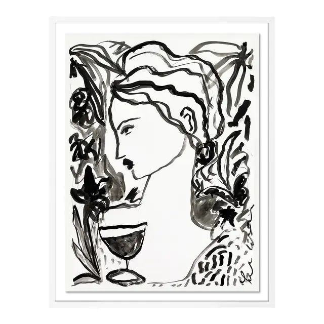 Flowers & Winde in Black by Leslie Weaver in White Framed Paper, XS Art Print | Chairish