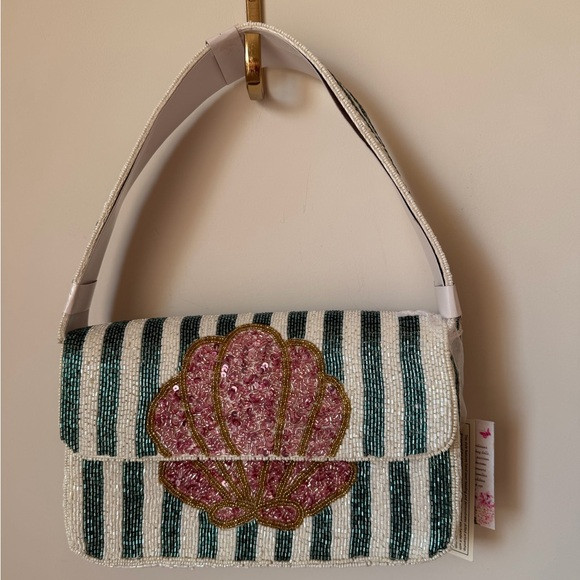 Viral beaded shell striped shoulder bag | Poshmark