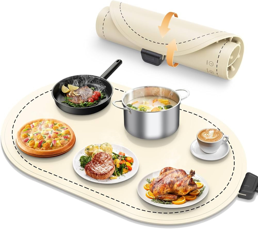 Warming Mat for Food with Adjustable Temperature Timer,10S Fast Heating Silicone Food Warmers for... | Amazon (US)