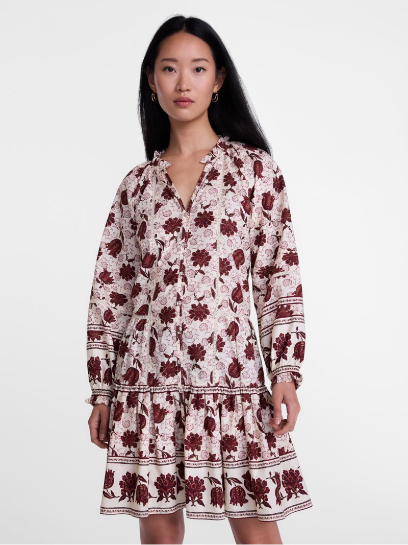Scenario Women's and Women's Plus Tiered Hem Dress with Long Sleeves, Sizes XS-4X | Walmart (US)