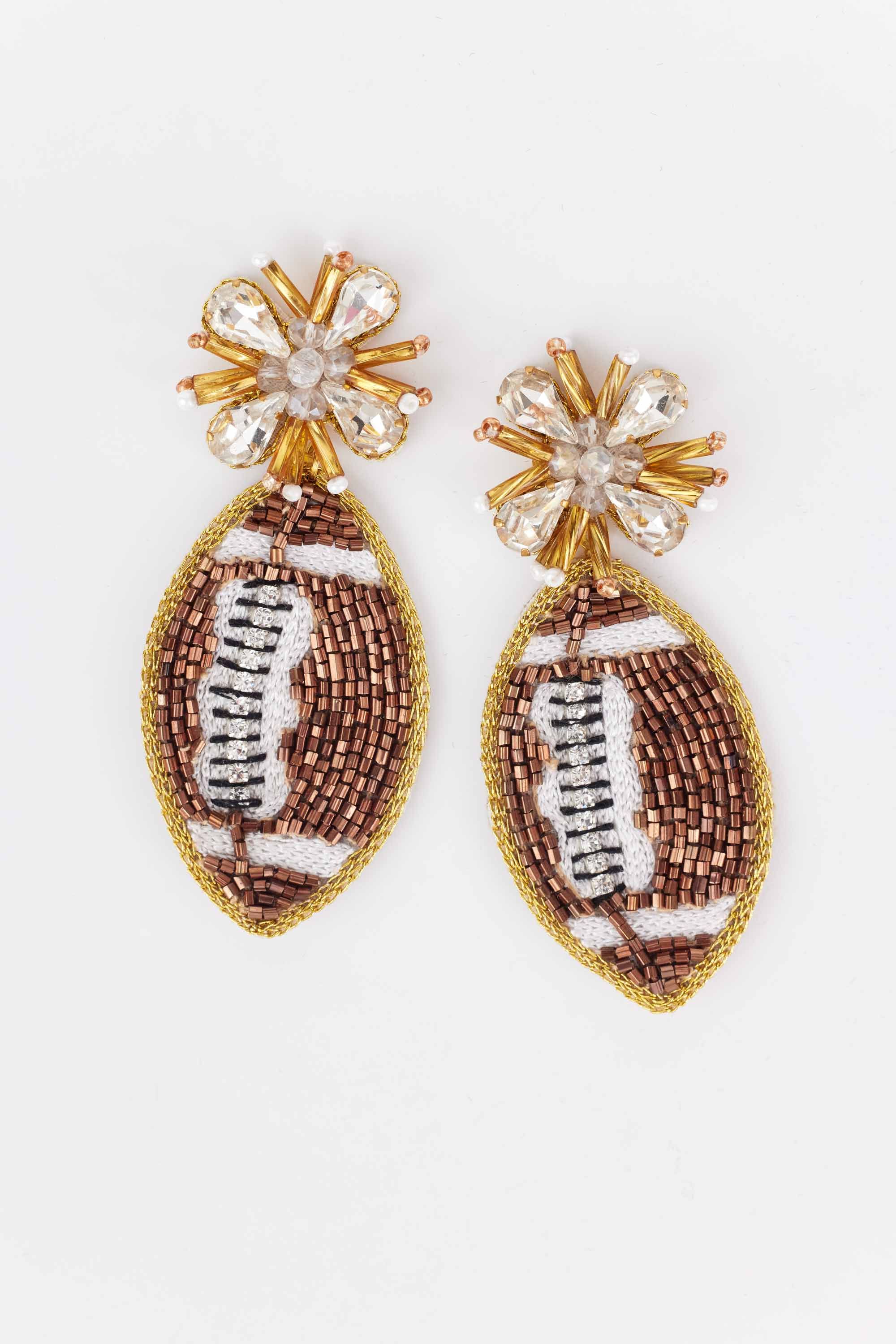 Beaded Football Earrings | Avara