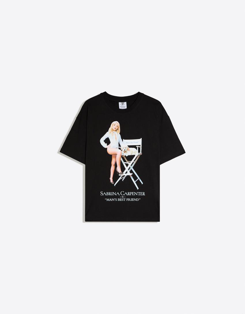 Sabrina Carpenter oversize print T-shirt - New - Women | Bershka UK