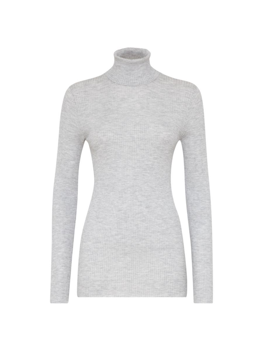 Lightweight Turtleneck Sweater In Sparkling Cashmere And Silk Rib Knit | Saks Fifth Avenue