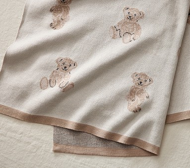 St. Jude Teddy Bear Intarsia Baby Blanket | Pottery Barn Kids