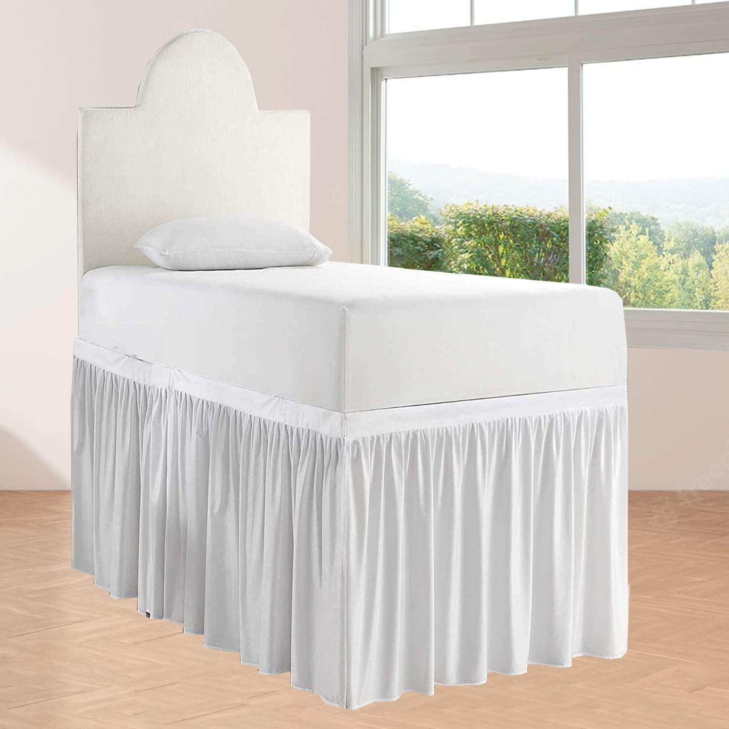 Dorm Room Bed Skirt - Ruffled Dorm Sized College Dorm Bed Skirt - Long Bed Skirt Dorm - Extra Lon... | Amazon (US)