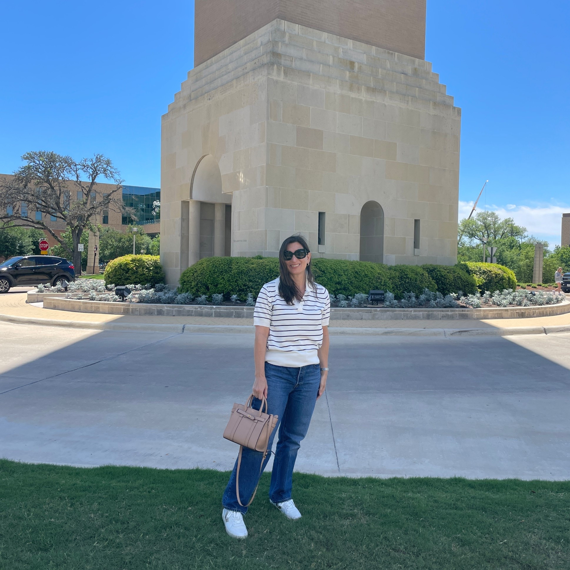 Spring travel outfits! 🌺✈️ touring college campuses with my son requires comfy sneakers, a roomy handbag and a spring outfit! 💃🏻❤️

#LTKTravel #LTKmomlife #LTKootd