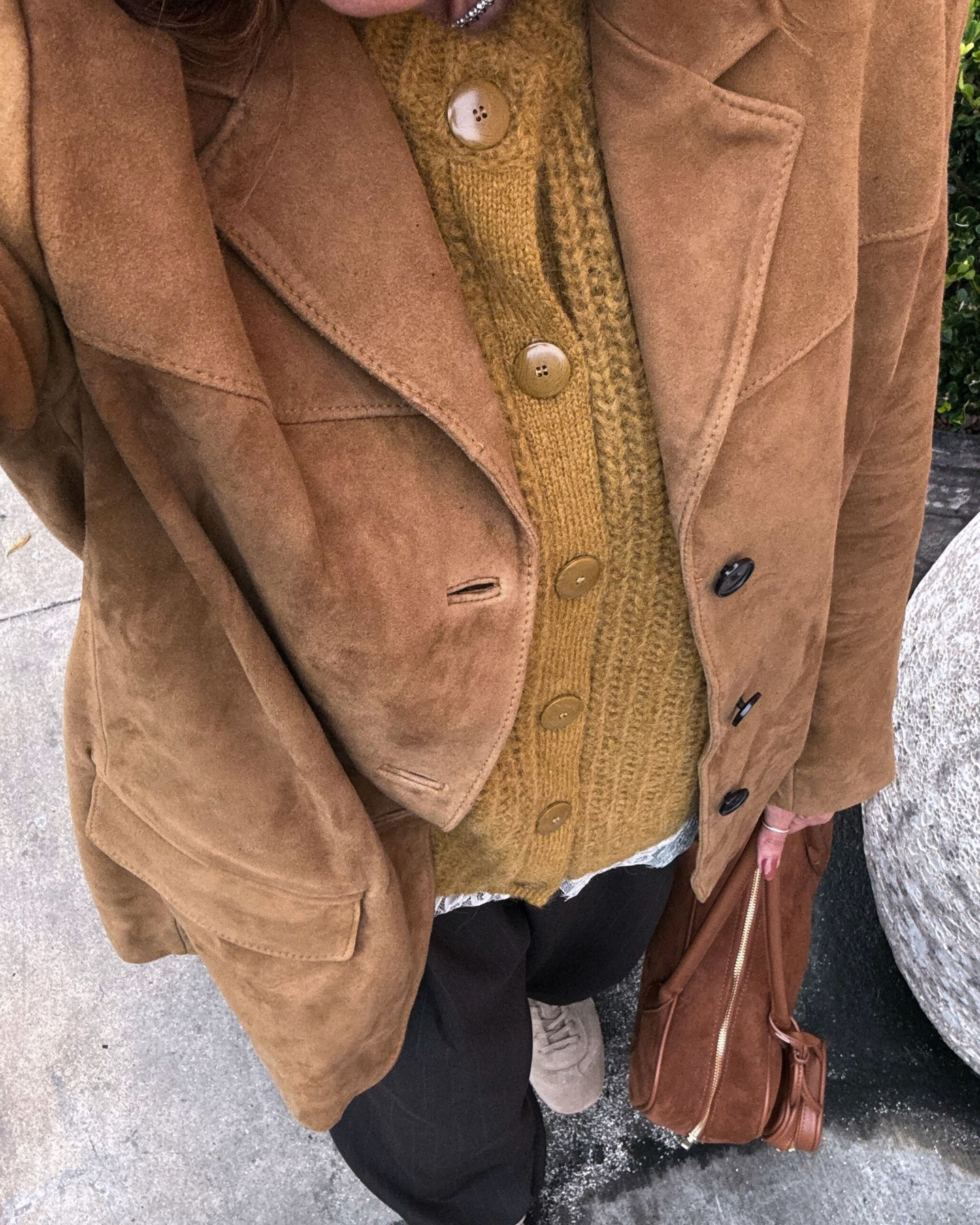 Cardigans and lace all season long, please🤎⁠
⁠
Layering textures like lace, satin, suede, and wool makes any outfit feel so much more interesting✨