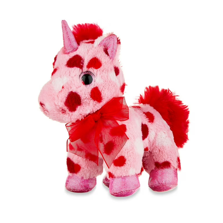 Valentine's Day Pink Unicorn Plush, 7 in, by Way To Celebrate - Walmart.com | Walmart (US)
