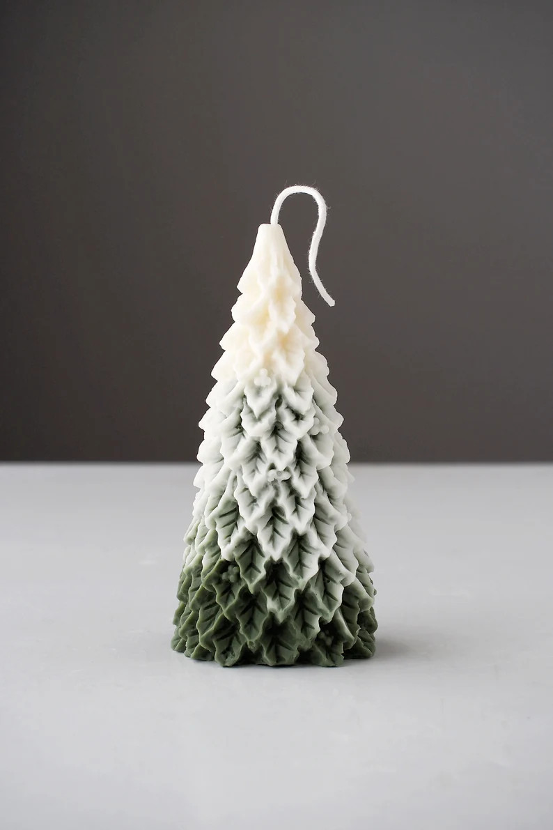 Christmas Tree Candle, Snow Tree, Shaped Candle, Scented Candle, Christmas Gift, Soy & Beeswax Candl | Etsy (US)
