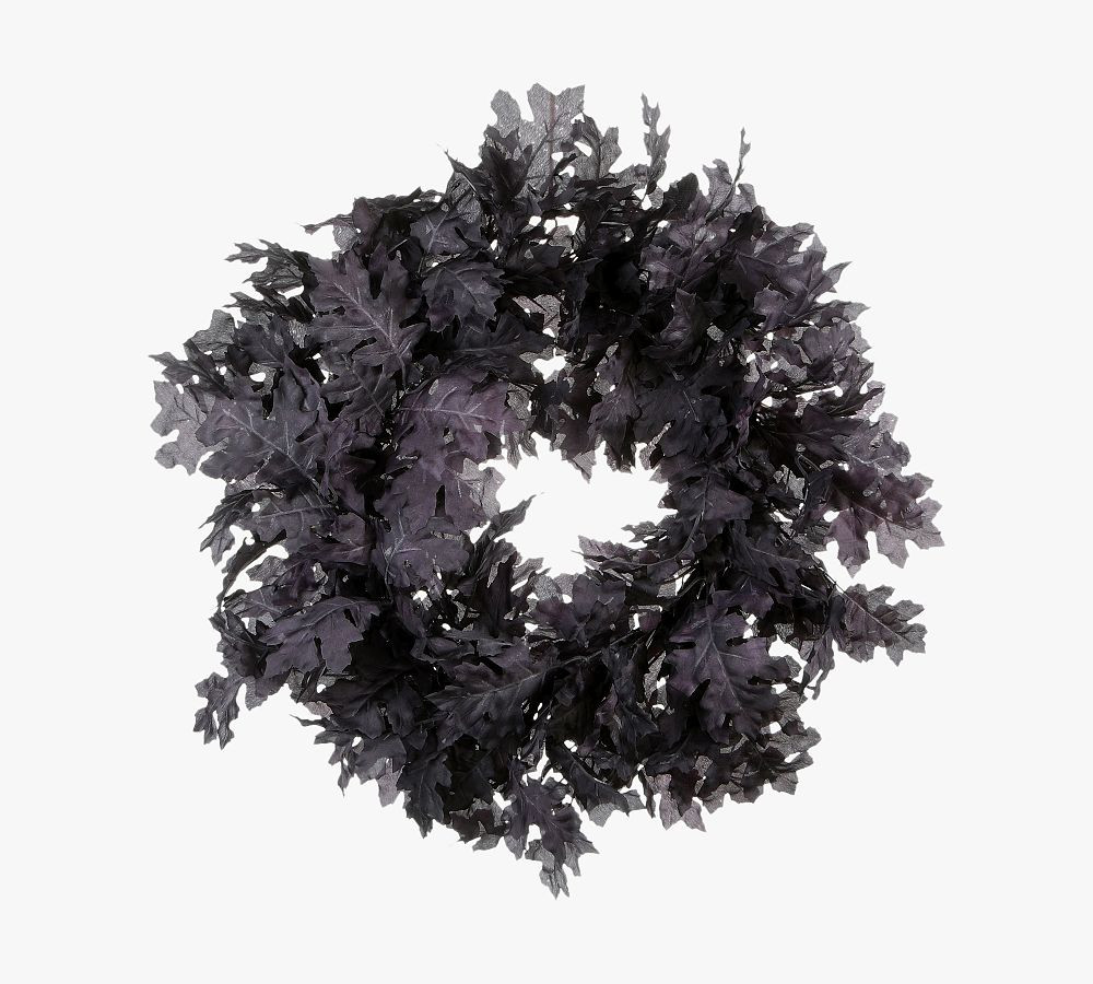 Halloween Black Oak Leaf Wreath & Garland | Pottery Barn (US)