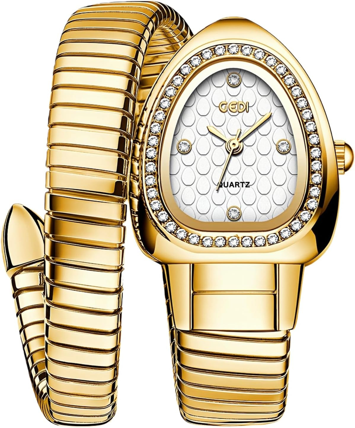 Gosasa Snake Bracelet Watches for Women, Elegant Wrap Around Bangle Wristwatch, Fashion Jewelry Style Quartz Watch, Snake Cuff Watch for Dress & Gift（5.9-6.7in） | Amazon (US)