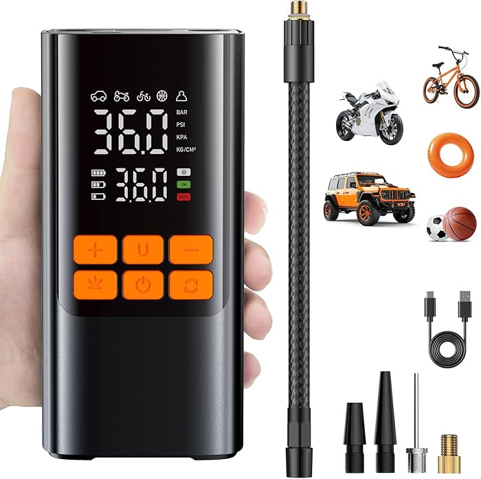 Tire Inflator Portable Air Compressor, Electric Air Pump with Digital Tire Pressure Gauge, Dual D... | Amazon (US)