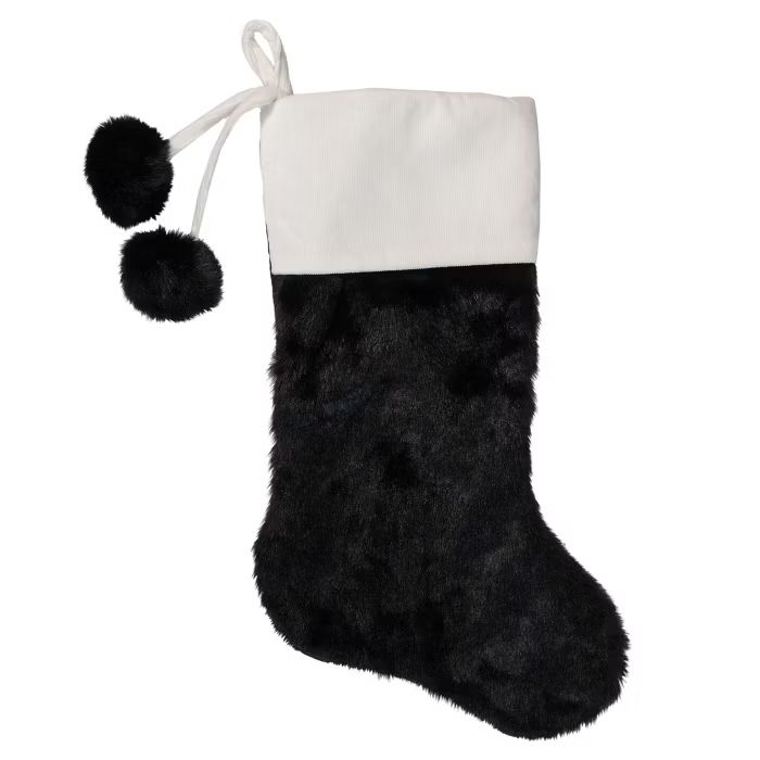 Northlight 20.5-Inch Black and White Christmas Stocking with Corduroy Cuff | Target