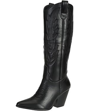 Women's Cowgirl Cowboy Boots Knee High Pointed Toe Country Western Shoes | Amazon (CA)