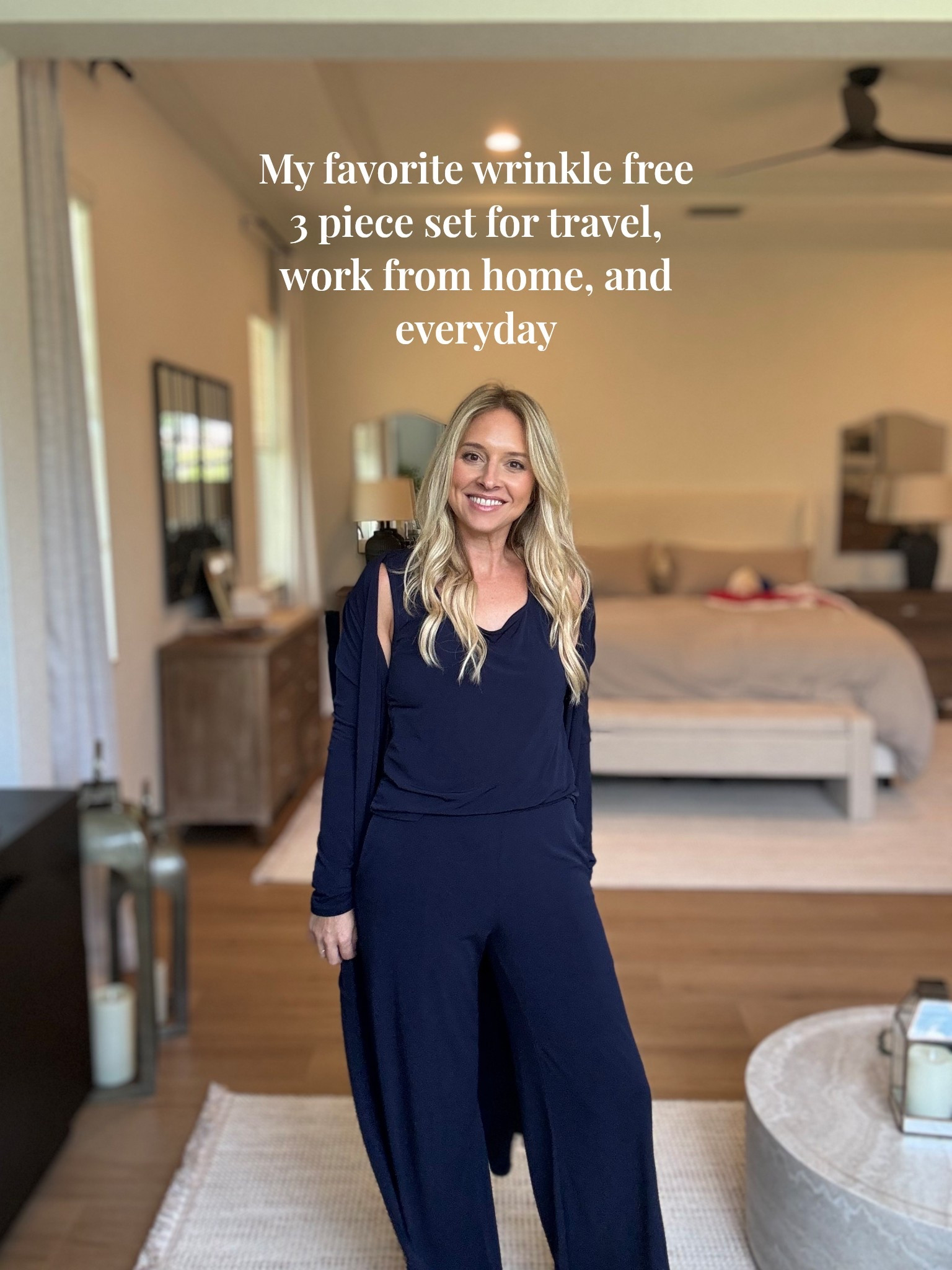 This 3 piece set is perfect for everyday but would be amazing to travel in! Its wrinkle free fabric will keep you comfortable and looking great along your journey. I love to wear this when I work from home, it’s very comfortable and stylish. 

#LTKSaleAlert #LTKWorkwear #LTKStyleTip