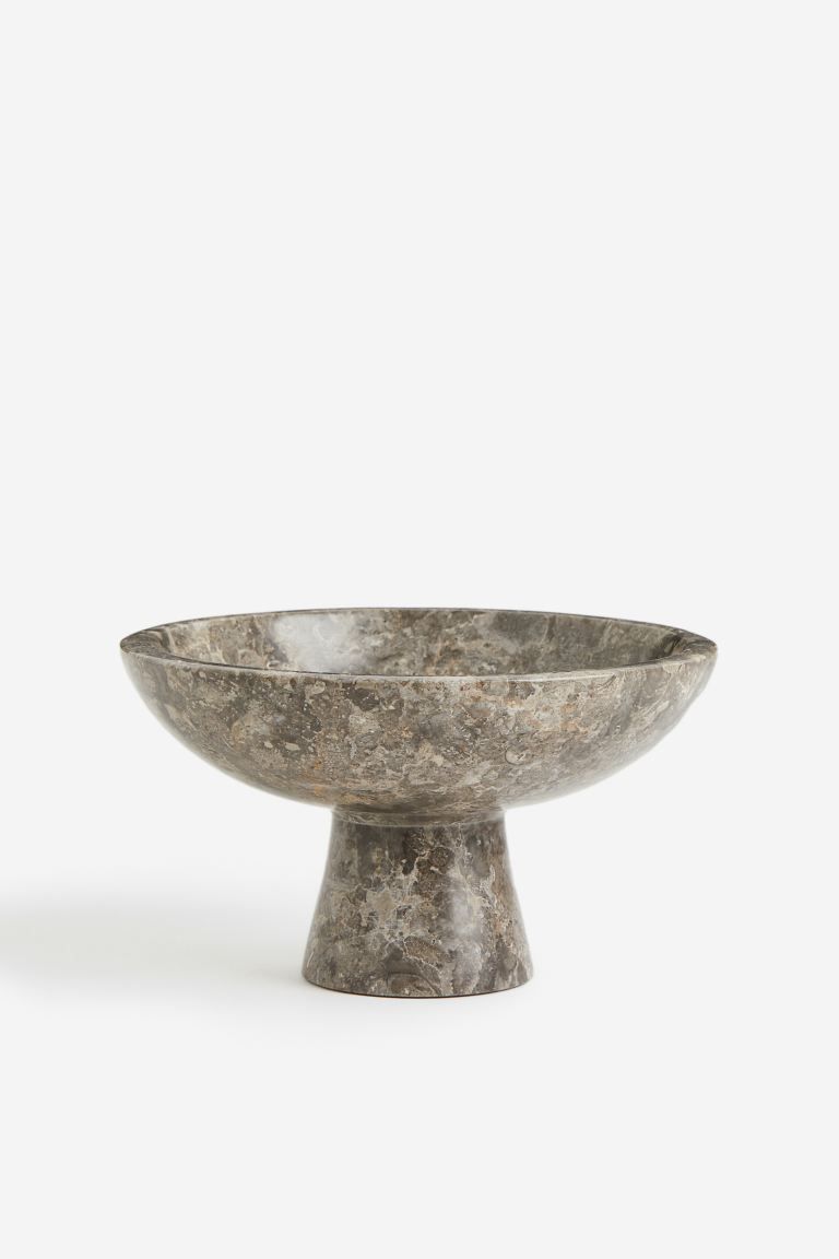 Marble pedestal bowl - Grey/Marble-patterned - Home All | H&M GB | H&M (UK, MY, IN, SG, PH, TW, HK)