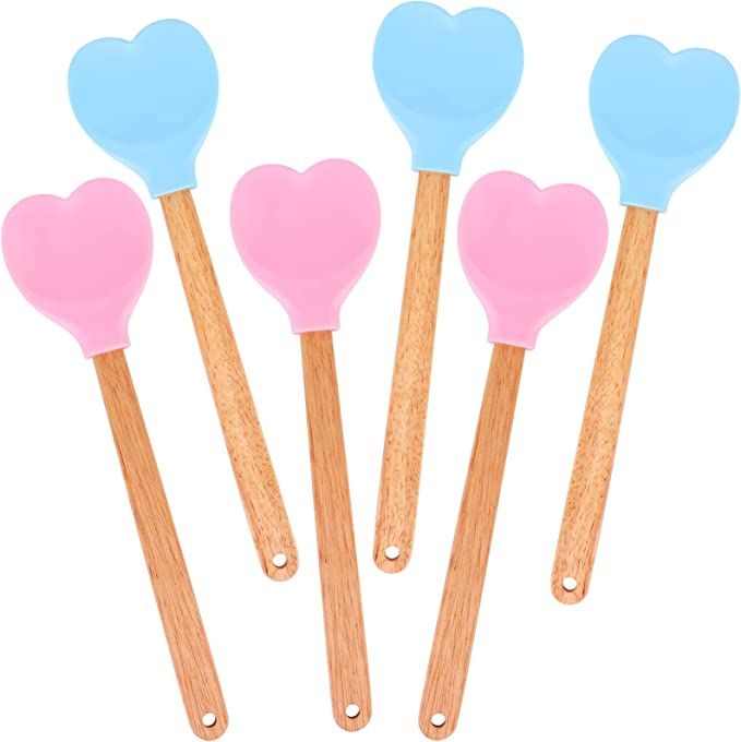 TBoxBo 6 Pieces Valentine's Day Heart-Shaped Silicone Spatula Heart Set,Wood Handle Silicone Crea... | Amazon (US)