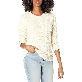 Amazon Essentials Women's Fisherman Cable Long-Sleeve Crewneck Sweater (Available in Plus Size) | Amazon (US)