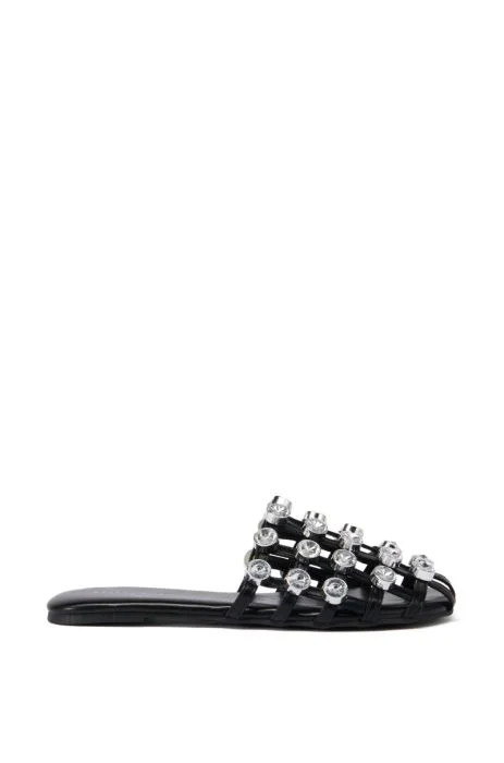 AZALEA WANG XERES GEM EMBELLISHED FLAT IN BLACK | AKIRA