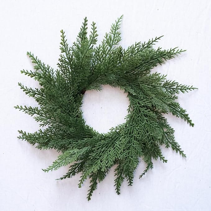 12" Faux Cedar Wreath, Christmas Wreaths for Front Door Outside, Green Wreath Christmas, Window W... | Amazon (US)