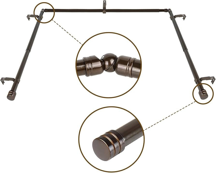 1 Inch Bay Window Curtain Rods, 36-72 Inch Center Rod for window (24 to 68 Inch), 20-36 Inch Side... | Amazon (US)