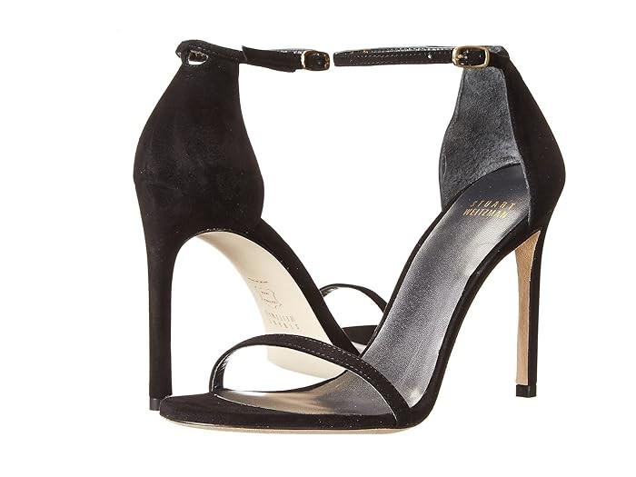 Stuart Weitzman Nudistsong Ankle Strap Sandal (Black Suede) Women's Shoes | Zappos
