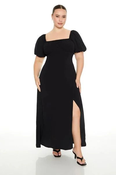 Plus Size Puff-Sleeve Maxi Dress | Forever 21