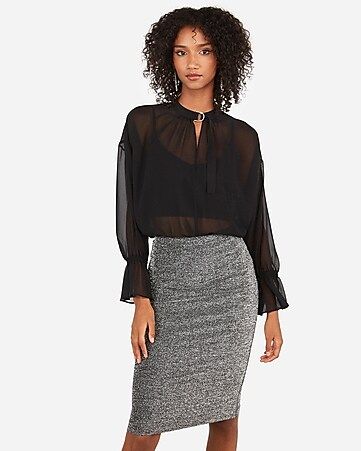 high waisted metallic pencil skirt | Express