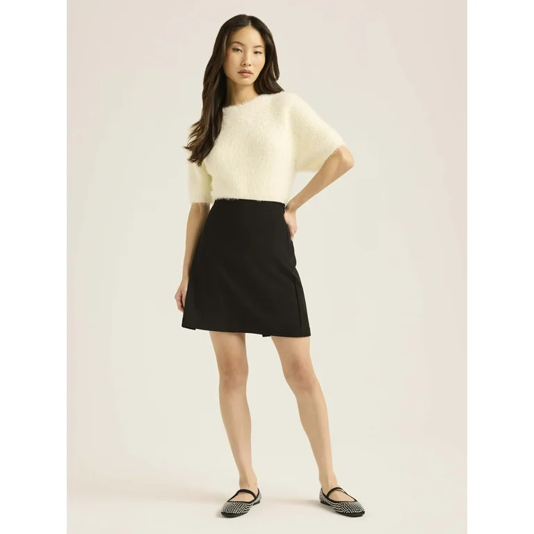 Scoop Women’s Pleated Drape Mini Skirt, Sizes XS-XXL | Walmart (US)
