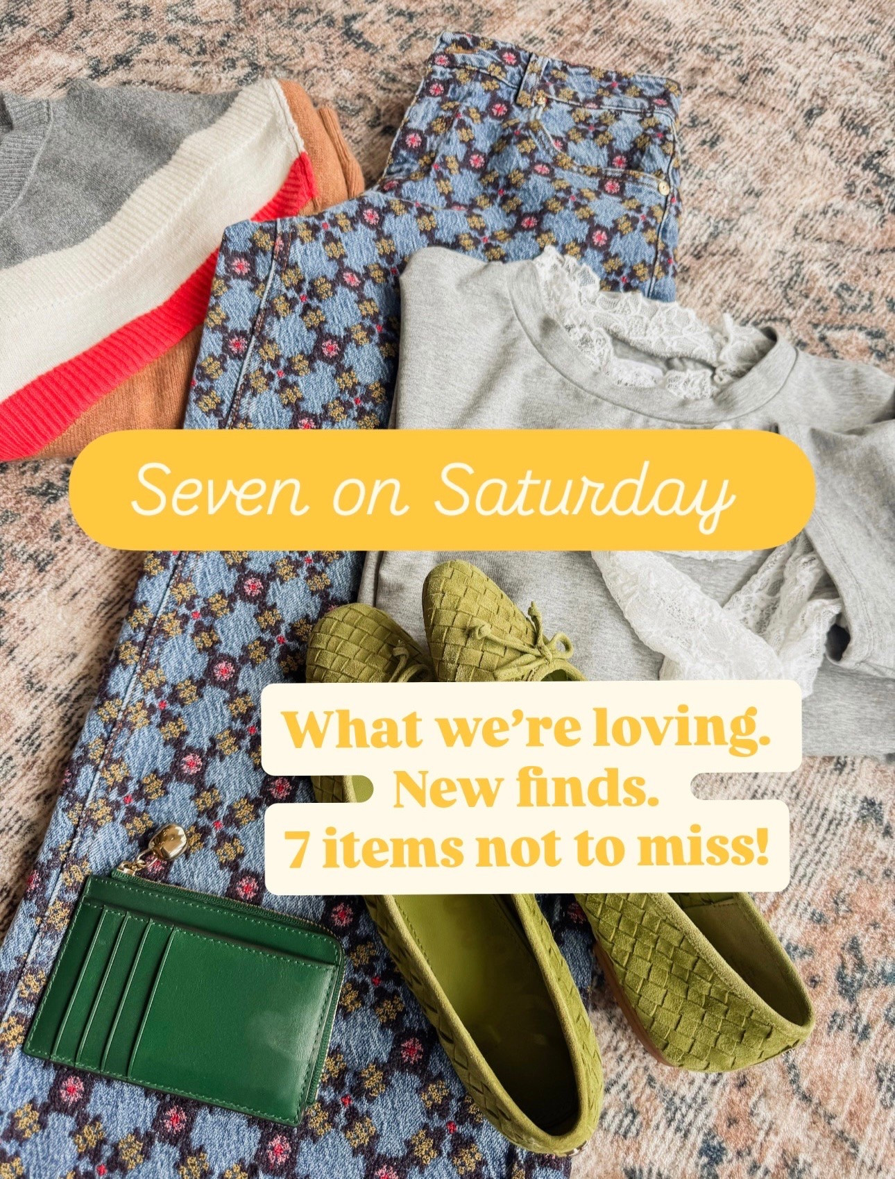 Seven on Saturday. 7 items not to miss!
XS lace tee / Green flats tts / jeans tts- 25 / XS cardigan sweater / card case 25% off! / XS Athleisure pants

#LTKootd #LTKmomlife #LTKOver40