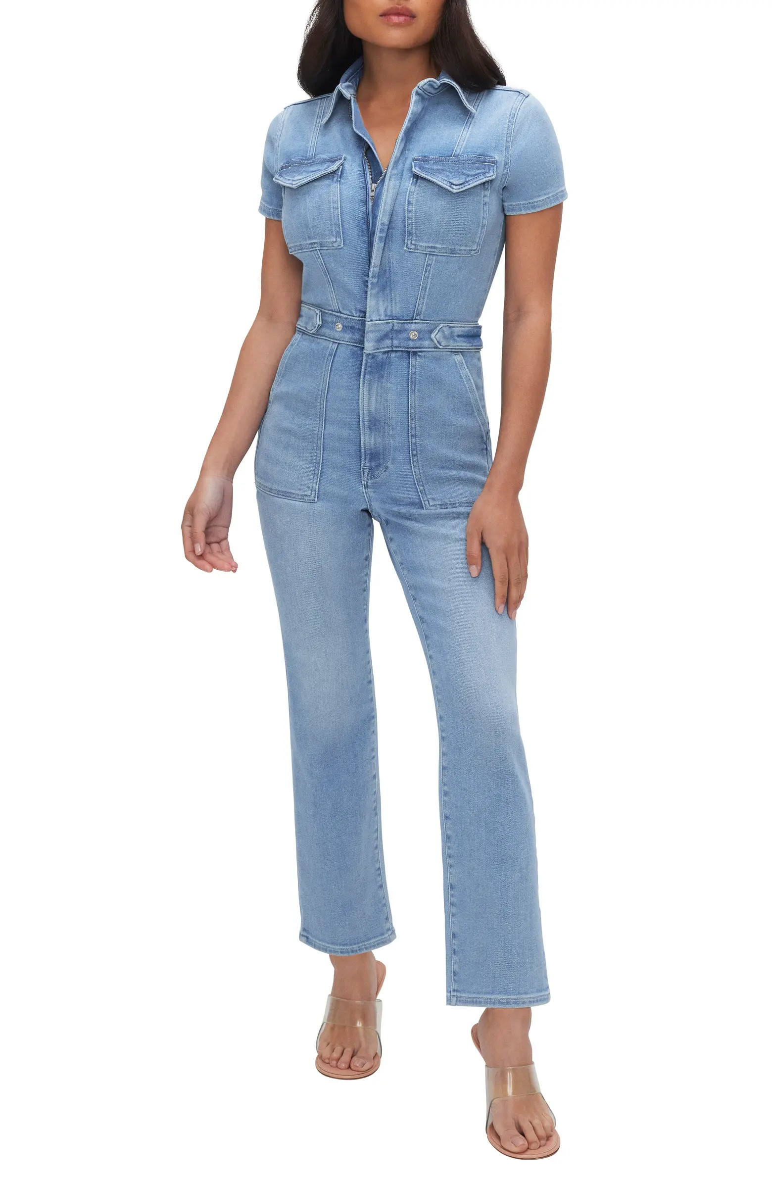 Good American Petite Fit for Success Denim Jumpsuit | Nordstrom | Nordstrom