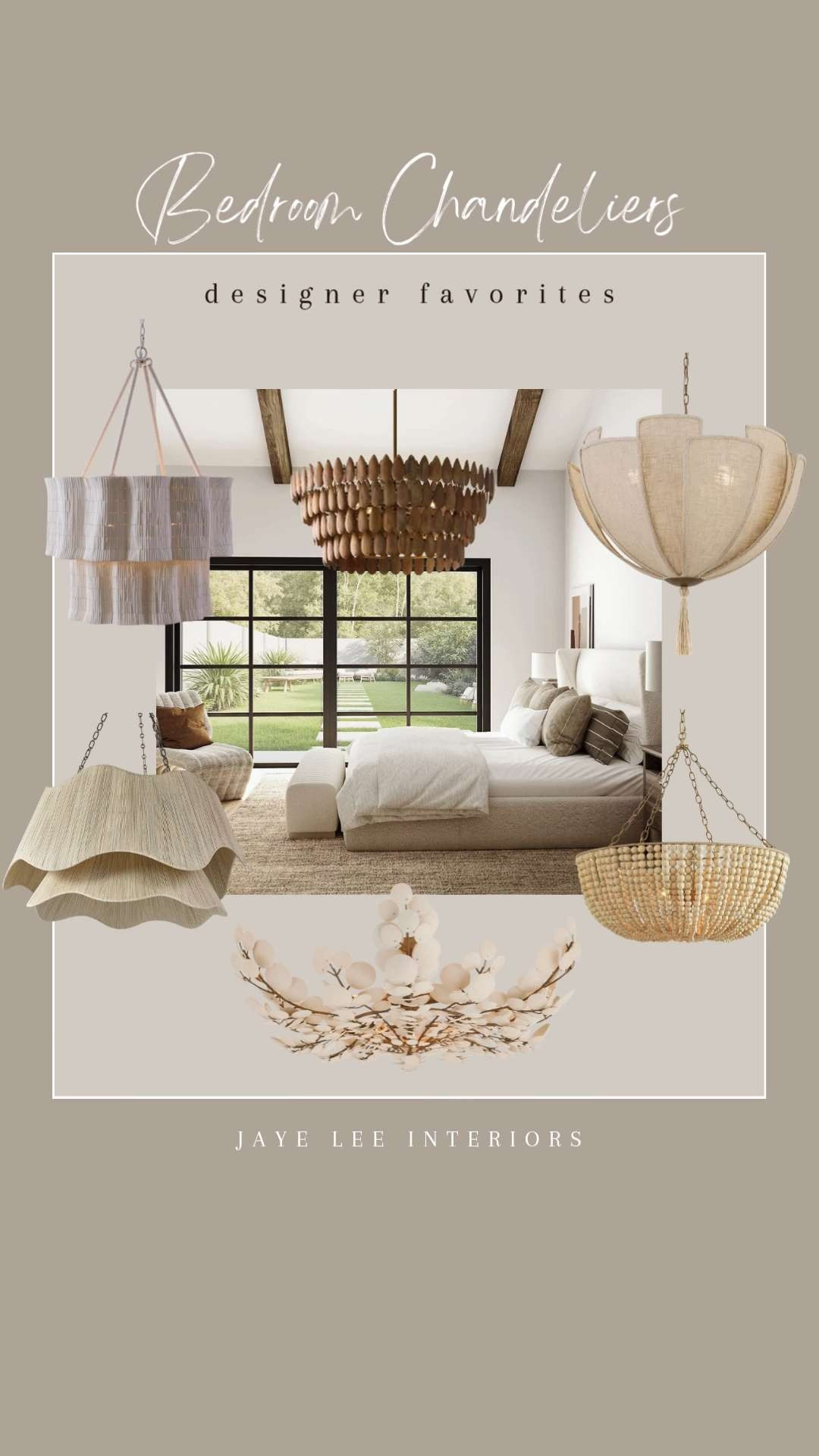 A curated collection of favorite chandeliers for the primary bedroom...
#bedroomchandelier #bedroom lighting #lighting #chandeliers #whimsicalchandelier #naturalchandelier #coastallighting #Coastaldesign #woodbeadchandelier #lightingabovethebed #ceilinglight #designerlighting #curreyandco #palecek #visualcomfort #gabbylighting #arteriors #jleeinteriors 

 #LTKdayinmylife #LTKHome