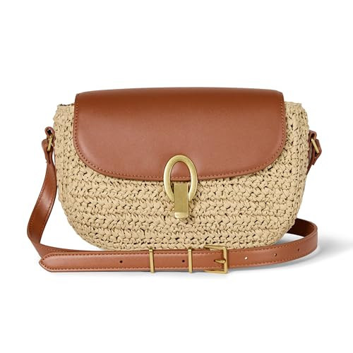Amazon Essentials Women's Crossbody Flap Bag, Brown Raffia, One Size | Amazon (US)