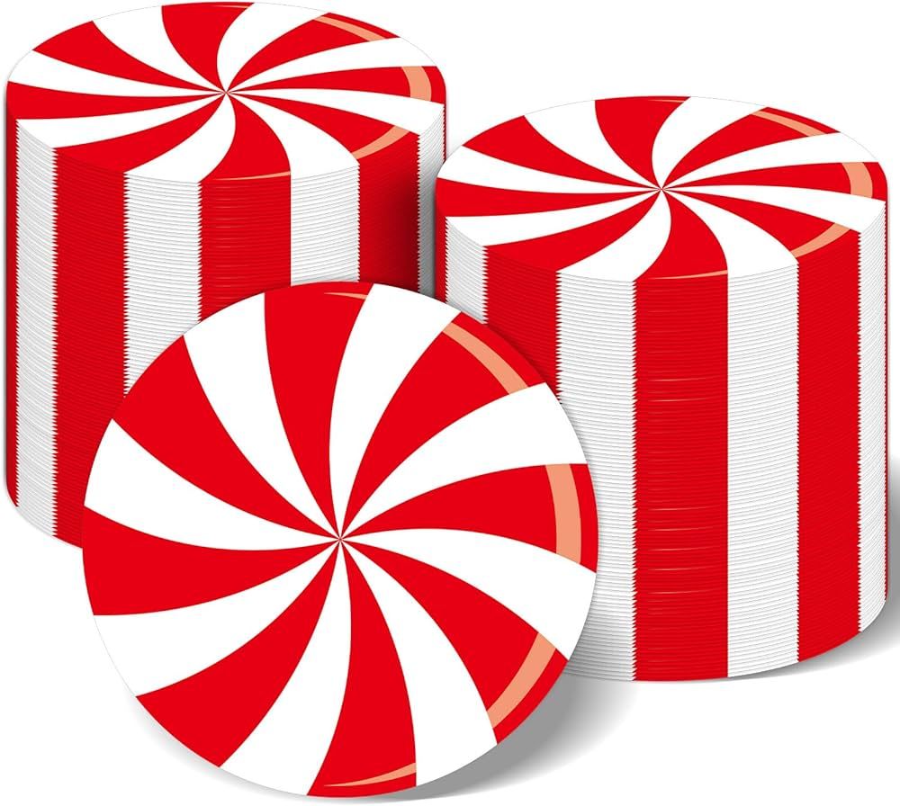Christmas Candy Paper Guest Napkins Peppermint Candy Red and White Striped Napkins Xmas Hand Towe... | Amazon (US)