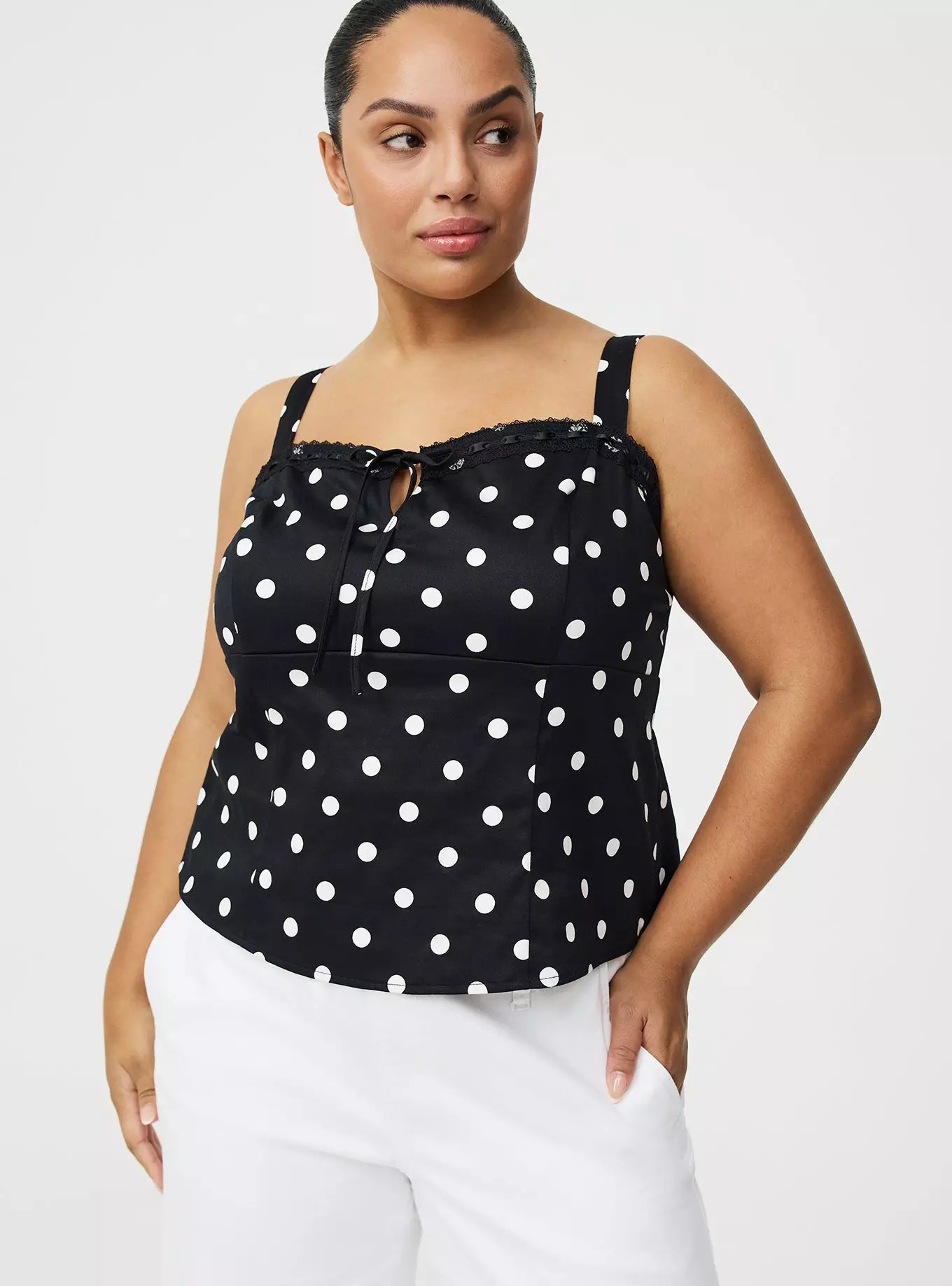 Sateen Tie-Front Crop Cami | Torrid (US & Canada)