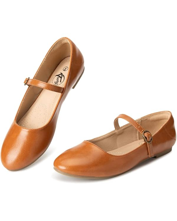 Trary Mary Jane Shoes Women, Women's Flats, Ballet Flats for Women, Round Toe Black Flats Shoes W... | Amazon (US)
