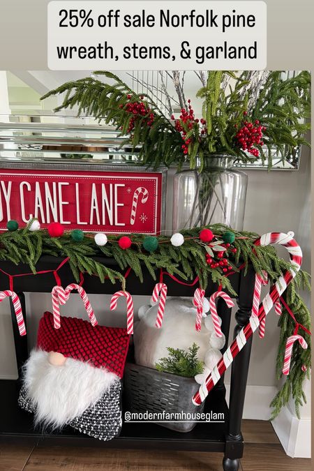 25% off sale Norfolk pine wreath, stems, & garland with CODE NORFOLK. This sells out super fast every year way before Christmas, especially my garland. @Modernfarmhouseglam 

Christmas home decor, Pine Garland, Holiday decorations, Candy Canes, Winter

#LTKSeasonal #LTKhome #LTKsalealert