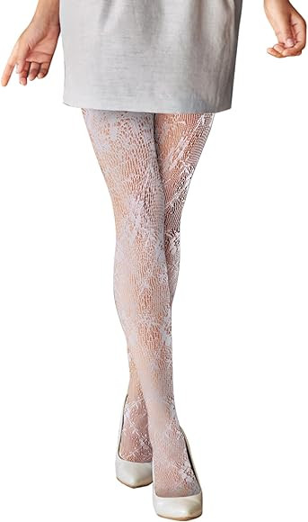 Frauen Spitze Strumpfhosen, Netzstrumpfhose Weiß, Strumpfhosen Strümpfe, Floral Spitze Strumpfh... | Amazon (DE)