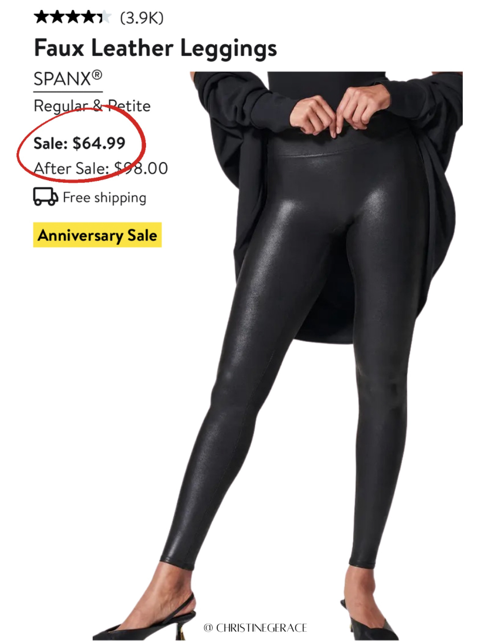 Faux Leather Leggings
SPANX®
Regular & Petite
Sale: $64.99
After Sale: $98.00
Free shipping!! 
 

#LTKSaleAlert #LTKxNSale #LTKStyleTip