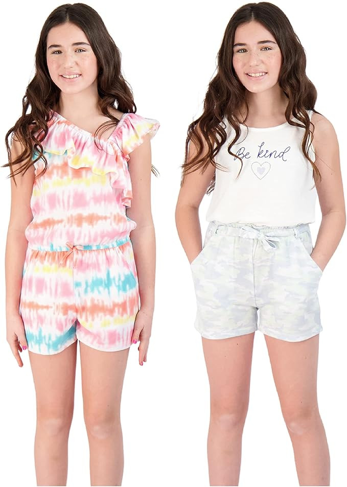 Sweet Butterfly Girls 2-Pack Sleeveless Knit Romper Printed Fashion Summer Clothes for Kids Styli... | Amazon (US)