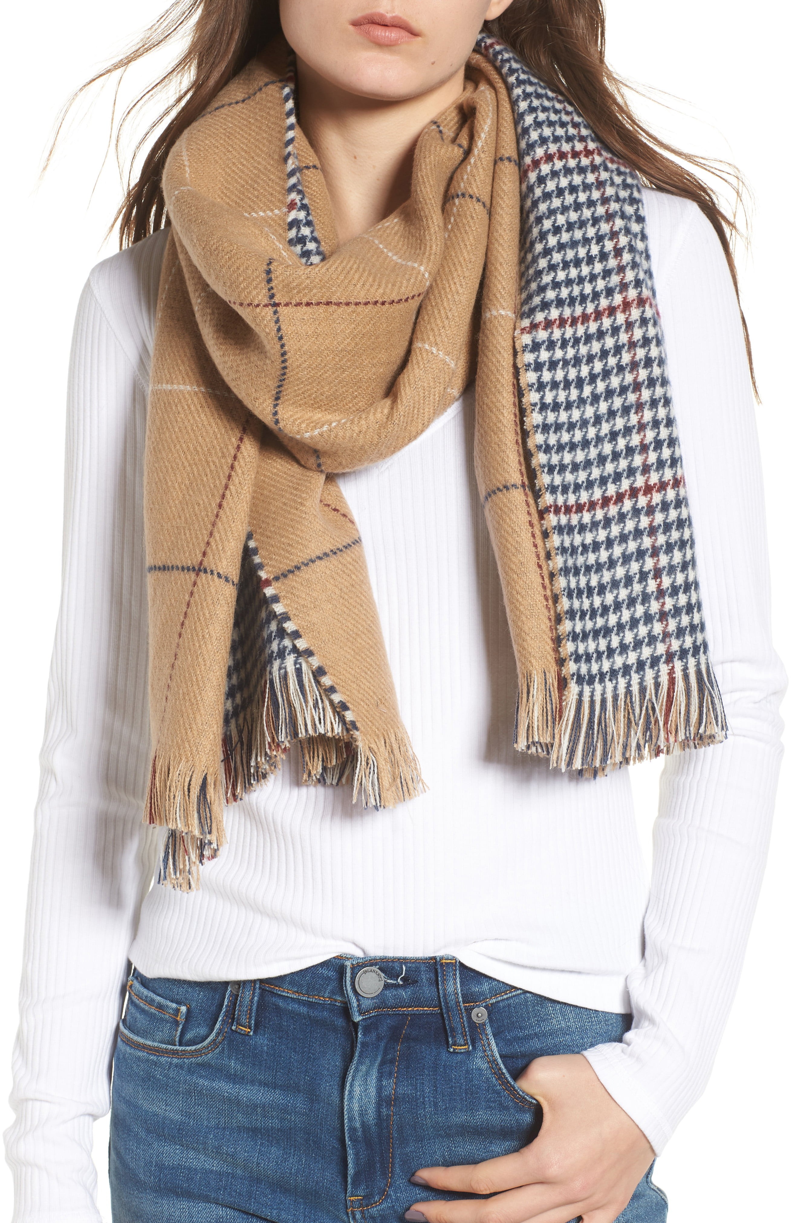 BP. Reversible Houndstooth & Grid Scarf | Nordstrom