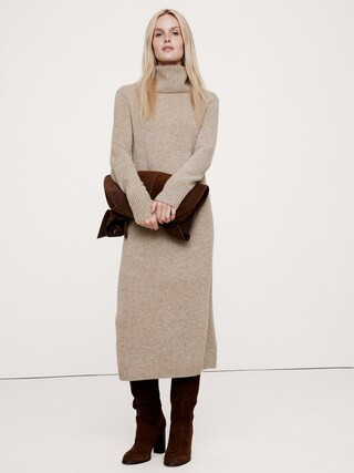 Cashmere Turtleneck Midi Sweater Dress | Banana Republic (CA)