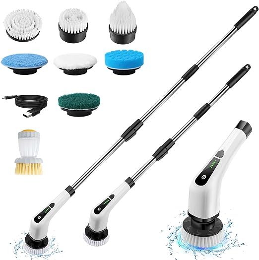 Exfeeko Electric Spin Scrubber, Cordless Bath Tub Power Scrubber with Long Handle & 7 Replaceable... | Amazon (US)