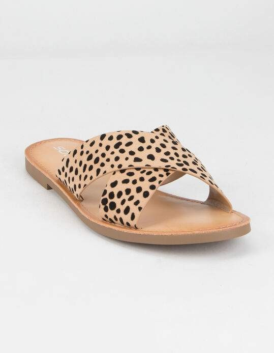 SODA Crisscross Cheetah Womens Slide Sandals | Tillys