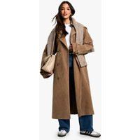 Womens Vintage Look Suedette Trench Coat - Beige - 12 | boohoo (US & Canada)