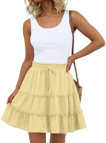 Lepunuo Boho Skirts for Women Flowy Casual Cute Skorts Built-in Shorts Floral Ruffle Tiered Skirt... | Amazon (US)
